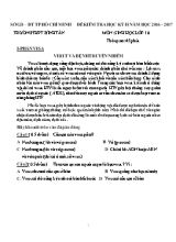 Đề kiểm tra học kỳ II môn Sinh học Lớp 10 - Năm học 2016-2017 - Trường THPT Bình Tân